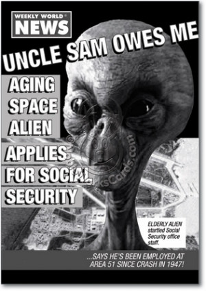 alien social security unique inappropriate funny birthday paper card