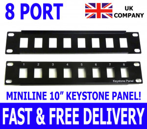 10” 8 Port Keystone RJ45 Patch Panel Miniline SOHO UTP Ethernet ...