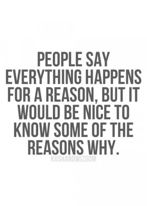 totally agree that things happen for a reason. I really want to know ...