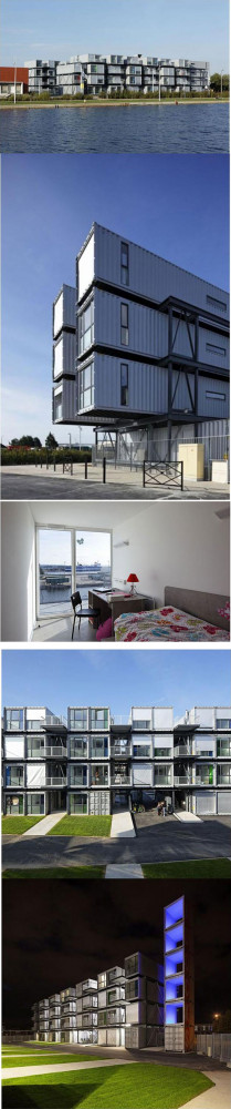 Funny photos shipping containers French dorm rooms