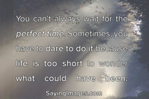 You Can’t Always Wait For The Perfect Time: Quote About You Cant ...