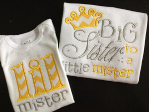 Big Sister / Little Brother Shirt Set (Yellow)