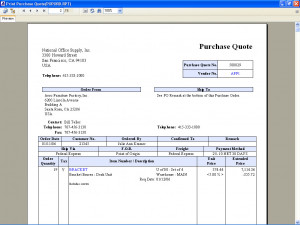 Purchase Order – Print Purchase Quote