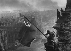 ... waving the Russian flag in one of World War 2's most memorable images