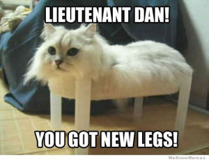 Lieutenant Dan! You got new legs!