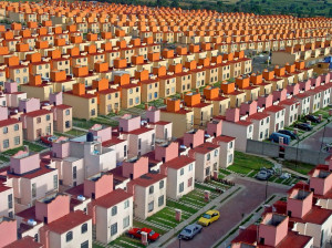 Picture of a housing development in Mexico taken from a helicopter
