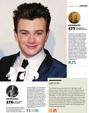Chris Colfer as one of mate’s “500 Power Gays”