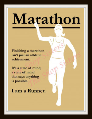 Marathon Runner Woman Inspirational Silhouette 8 x 10 Print Wall art ...