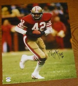 Ronnie Lott Signed 49ers Football 16x20 Photo PSA DNA COA HOF Picture