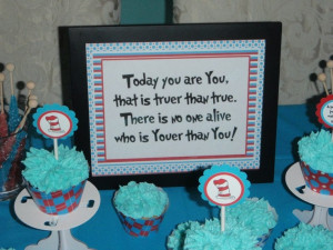 Thing 2 birthday party Super cute - have different Dr. Seuss quotes ...