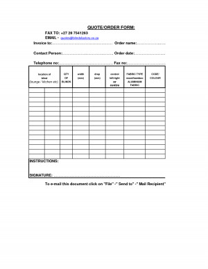 Quote Order Form Fax To 27 28 7541263 Email Quotes Blindsfactory Co Za ...