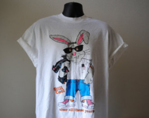 Vintage Greaser Bunny Still Cool 50/50 Blend T-Shirt - L/XL