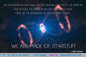 ... The nitrogen in our DNA, the calcium in our teeth…” – Carl Sagan