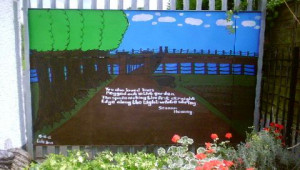 Luke's finished mural, with a quote from poet, Seamus Heaney