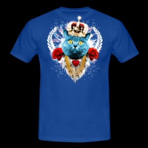 Blue Cat The King - cat crown laurel roses T-Shirt