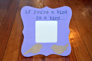 Purple rustic Shabby Chic Bird Quote Love Tabletop Frame