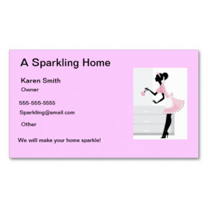 House Cleaning Business Card Pink Maid Lady