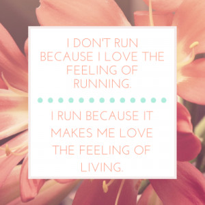 Quote - I don't run because I love the feeling of running. I run ...