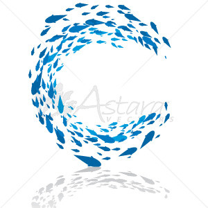 school of fish school of blue fish isolated on white file format ...