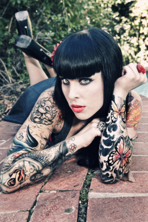woman full sleeve tattoo design