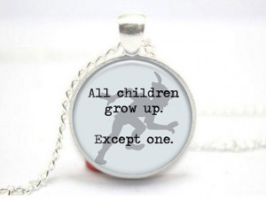 Peter Pan Quote All Children Grow Up Except One Shadow Glass Tile ...