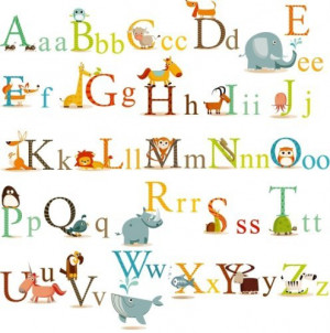Animals Alphabet Baby Nursery Peel & Stick Wall Art Sticker Decals for ...