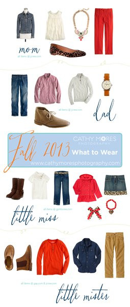 What to wear for fall family portrait sessions! Leopard, red & denim