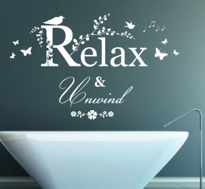 Relax and Unwind Quote, Vinyl Wall Art Sticker Decal Mural, Bedroom ...