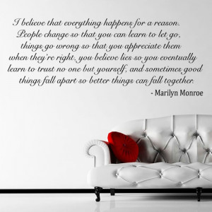 Marilyn Monroe Quote I Believe Wall Sticker Huge Decal Transfer Vinyl ...