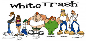 Cartoon character illustration of a group of white trash