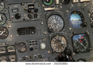 Airplane Cockpit Instrument Panel Background Stock Photo