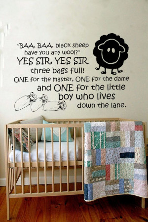 Baa Baa Black Sheep Childrens Wall Art / Decal / by atLoudDesigns, £ ...