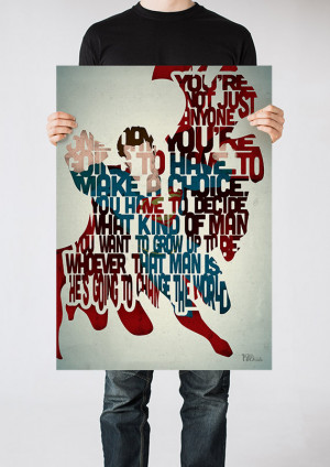 Superman Man Of Steel Quotes Superman typography art print