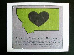 Montana LOVE State Map Canvas with John Steinbeck Travels with Charley ...