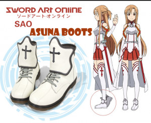 Sword Art Online Yuuki Asuna Cosplay White Boots