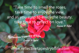 Take time to smell the roses, take time to enjoy the view. As you stop ...