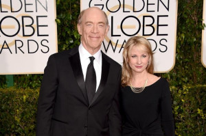 Actors J.K. Simmons and Michelle Schumacher attend the Golden Globe ...