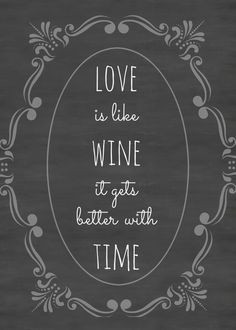 chalkboard print and quote, free printables on blog, love is like wine ...