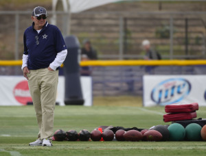 Dallas Cowboys owner Jerry Jones watches during their afternoon ...