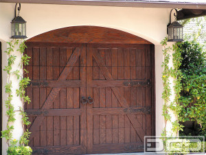 French Country Garage Doors in Solid Wood with Decorative Dummy ...