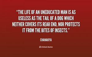 The life of an uneducated man is as useless as the tail of a dog which
