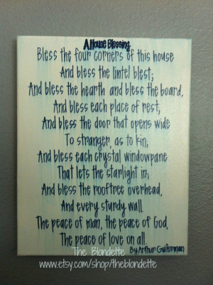 ... house blessing. Poem. 11 x 14 inch canvas. Quote canvas. Navy. White