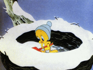 Tweety Shoveling Out His Nest