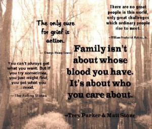... whose blood you have,It’s about who you care about ~ Family Quote