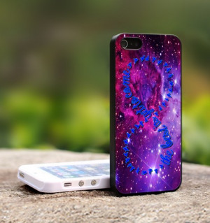 Purple Galaxy Infinity Quotes - For iPhone 4,4S Black Case Cover