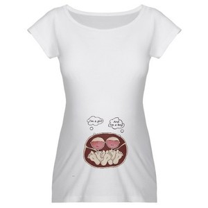 Twin Babies in Belly Maternity T-Shirt - CafePress