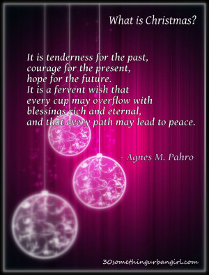 Agnes M. Pahro beautiful Christmas quote on a purple Christmas card