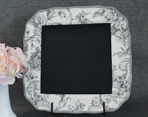 Black & white ceramic chalkboard pl atter for kitchen, barware ...
