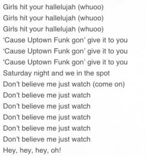 Mark Ronson & Bruno Mars - Uptown Funk: Lyrics Quotes, B Town Tunes ...