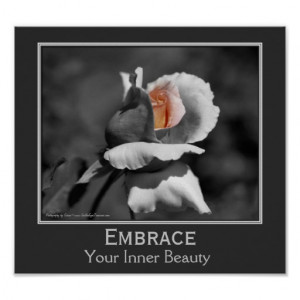 Inner Beauty Quote Rosebud Flower Inspirational Poster